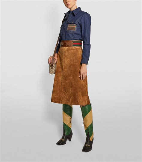 gucci suede skirt|gucci swan skirt.